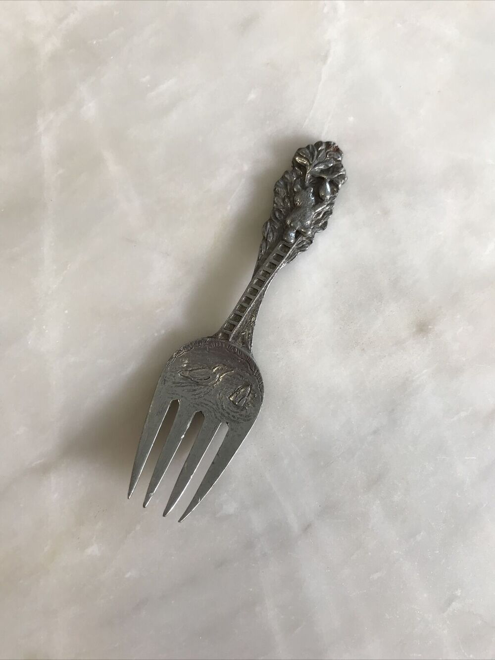 Vintage Web Silver Co Pewter Baby Fork Winnie the Pooh￼ Bear Ducks 1960s